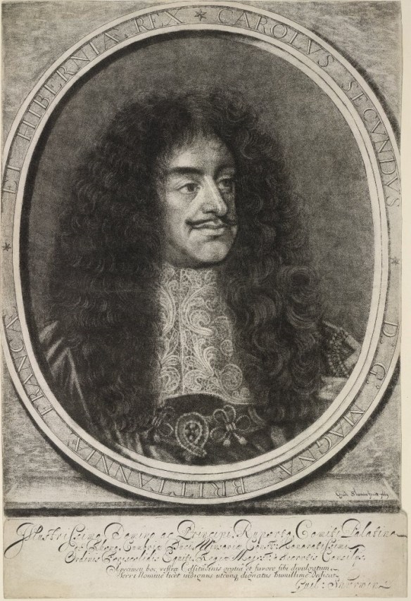 Mezzotint of Charles II by William Sherwin